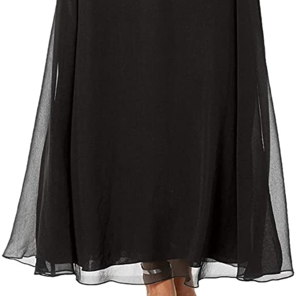 J Kara Faux Wrap Black Beaded Dress - Picture 5 of 14